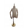 BUSTO INFANTIL TELA CON BRAZOS ARTICULADOS,COPA Y BASE DE MADERA