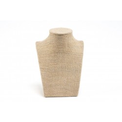 BUSTO EXPOSITOR PARA COLLARES EN LINO DE SACO 16 CM