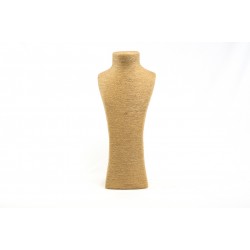 Expositor para Collares Busto Marrón Cuerda de Paja Tejida 38 x 23 x 14cm 