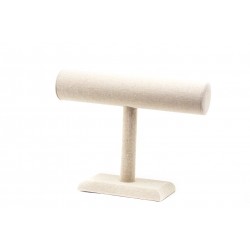 EXPOSITOR PARA PULSERAS Y RELOJES FORMA T EN LINO BEIGE 19 CM