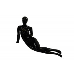 MANIQUÍ DE MUJER TUMBADA CON FACCIONES Y PELO TALLADO.