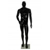 MANIQUÍ DE HOMBRE LACADO EN NEGRO BRILLO CON FACCIONES Y BRAZO DOBLADO