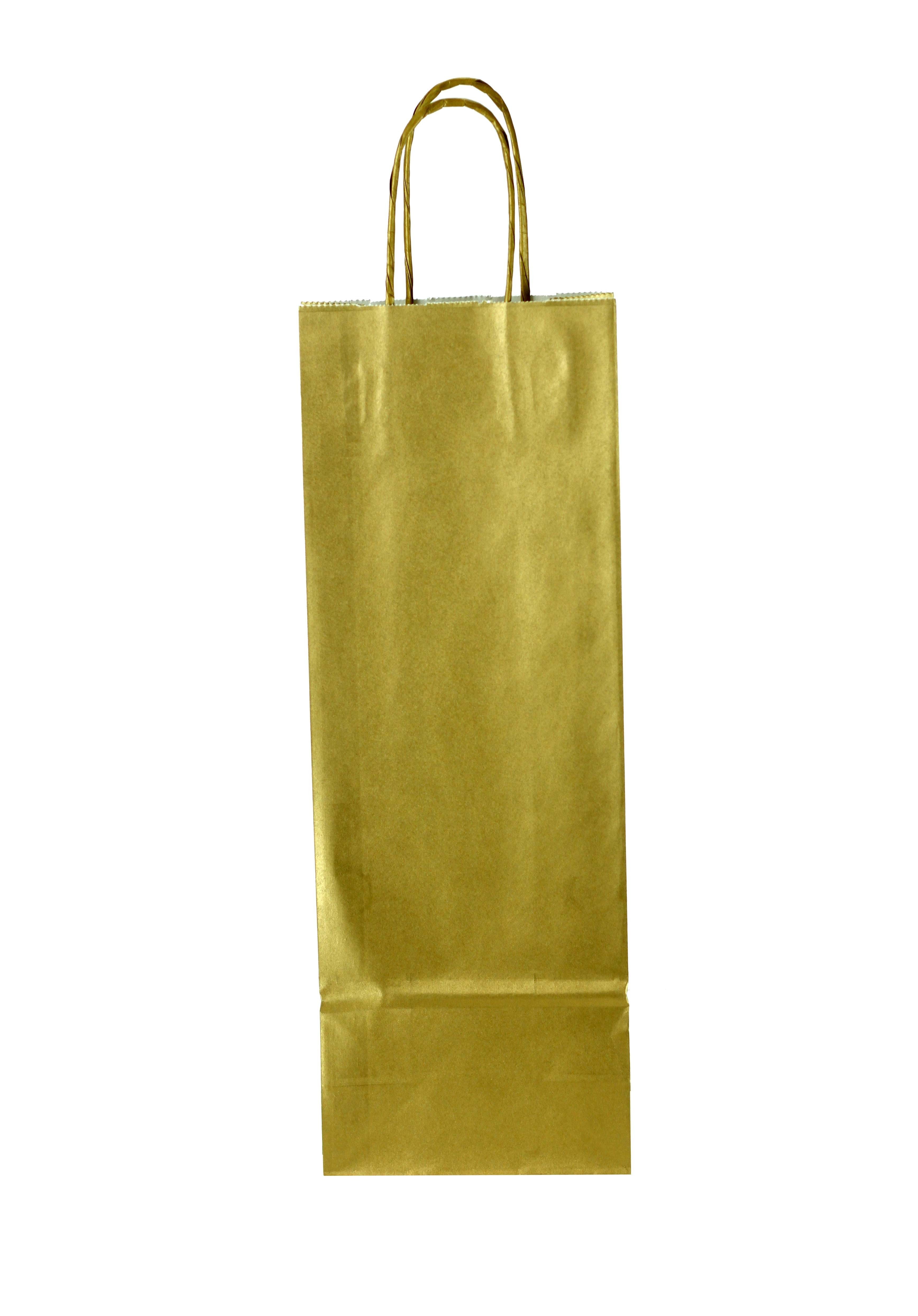 Bolsas de papel doradas para botellas 39x14x8.5