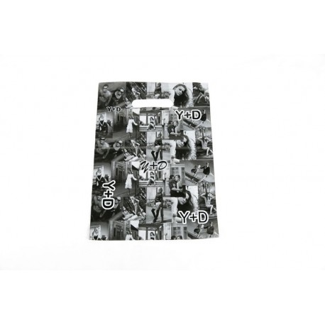 BOLSAS DE PLÁSTICO CON ASA TROQUELDA ESTAMPADO FOTOS BLANCO Y NEGRO 35X45 CM