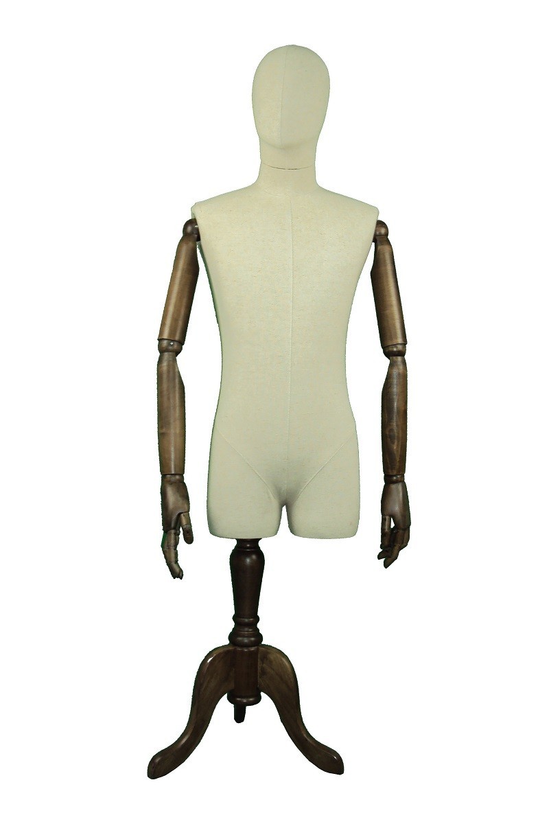 Elucidación Inútil Más allá Busto hombre tela con cabeza,brazos articulables y base madera oscura
