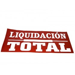 CARTEL HORIZONTAL LIQUIDACION TOTAL COLOR BLANCO Y ROJO 160X60 CM