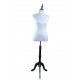 BUSTO DE MUJER EN TELA BEIGE CON PIE DE MADERA