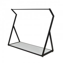 PERCHERO NEGRO FORMA ZIGZAG CON BALDA DE MADERA BLANCA