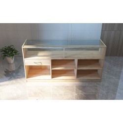 MOSTRADOR CON CRISTAL SUPERIOR VARIOS ACABADOS Y COLORES 180X90X50 CM